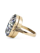 Ring Zircon 14K Yellow gold Vintage style vrc113y
